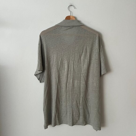 Alex Crane Linen Knit Ola Short Sleeve Button Up Shirt Moss Green Men's Size L - Picture 7 of 9